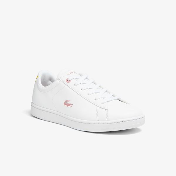 Lacoste Carnaby Evo Metallic Accent Sneakers - Tenisky Dětské Bílé / Růžové | CZ-ZesCzL